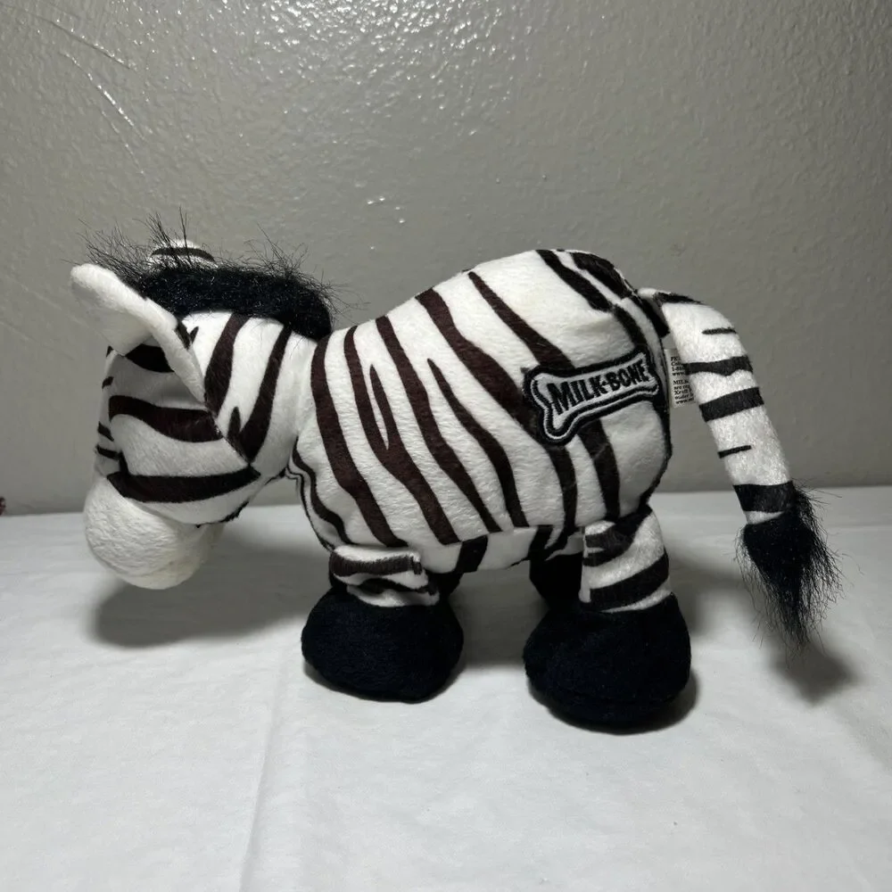Vintage Pet Brands Milk-Bone Zebra Dog Plush Toy Squeaker.D